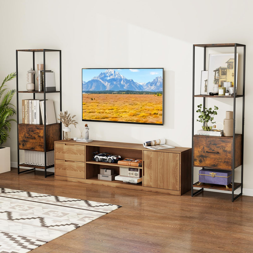 5-Tier Bookshelf with Drawer Narrow Bookcase V5410