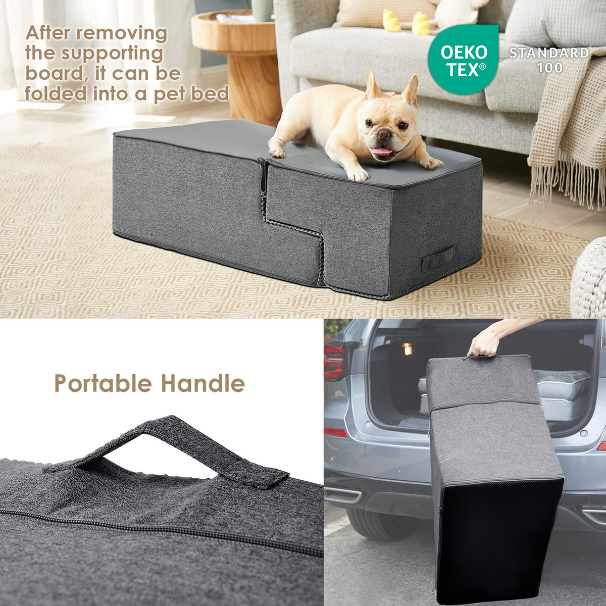 4-Step Grey Dog Stairs X657