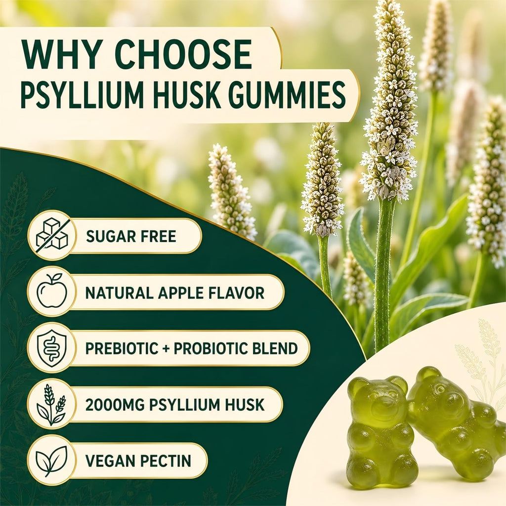 Sugar Free Psyllium Husk Gummies 2000mg 60 Count X9525