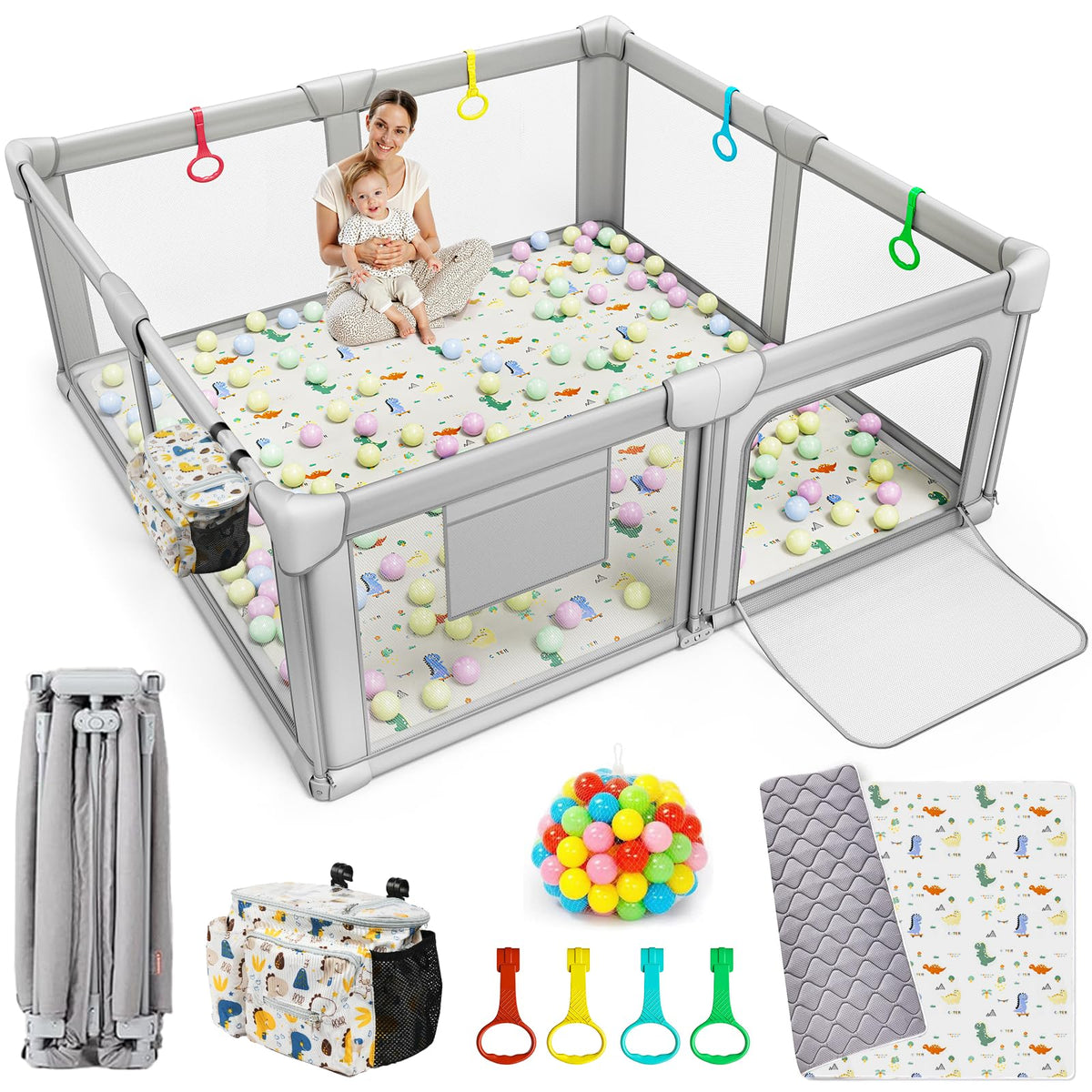 Foldable Baby Playpen with Mat F177136