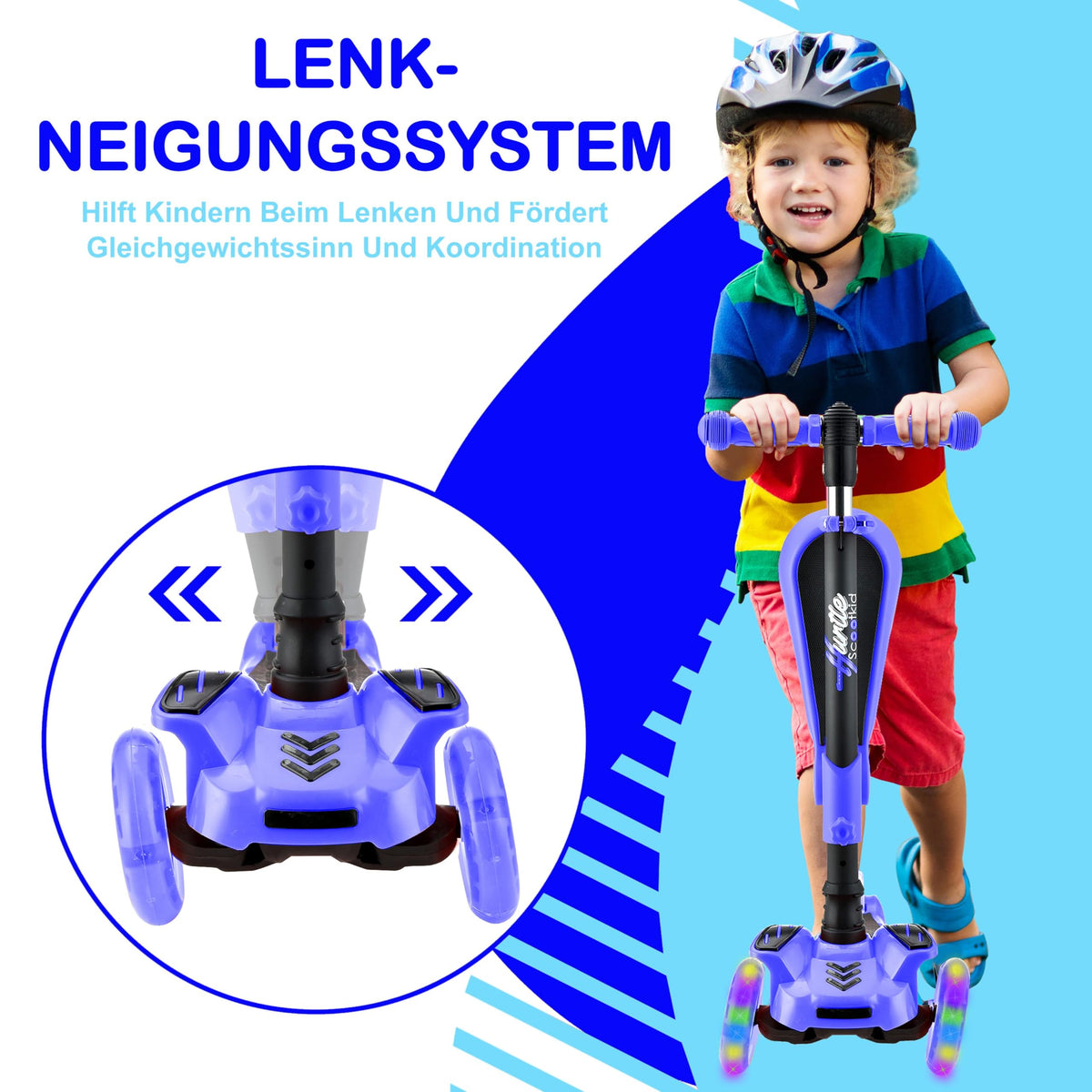 3-Wheeled Scooter with LED Lights, Adjustable Handlebar, and Foldable Seat X24178