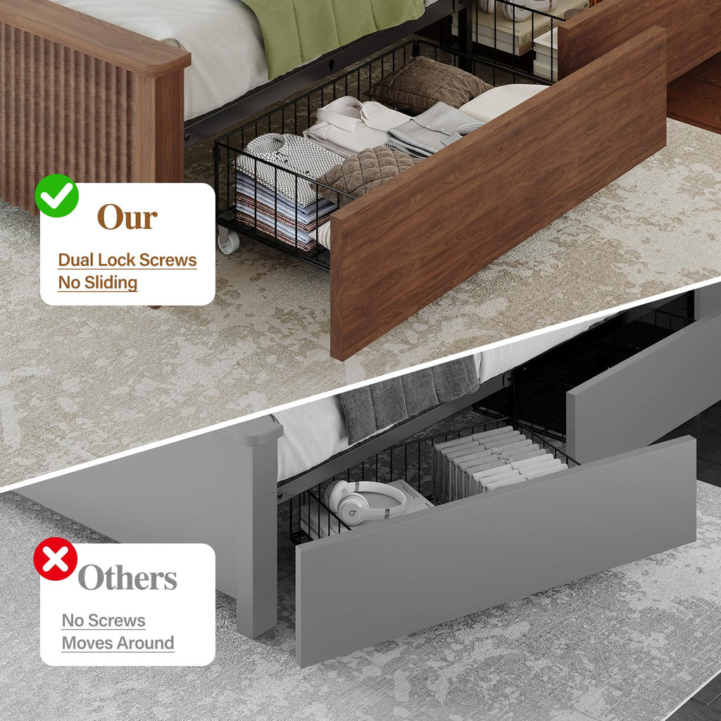 King Size Bed Frame with 4 Storage Drawers Y417984