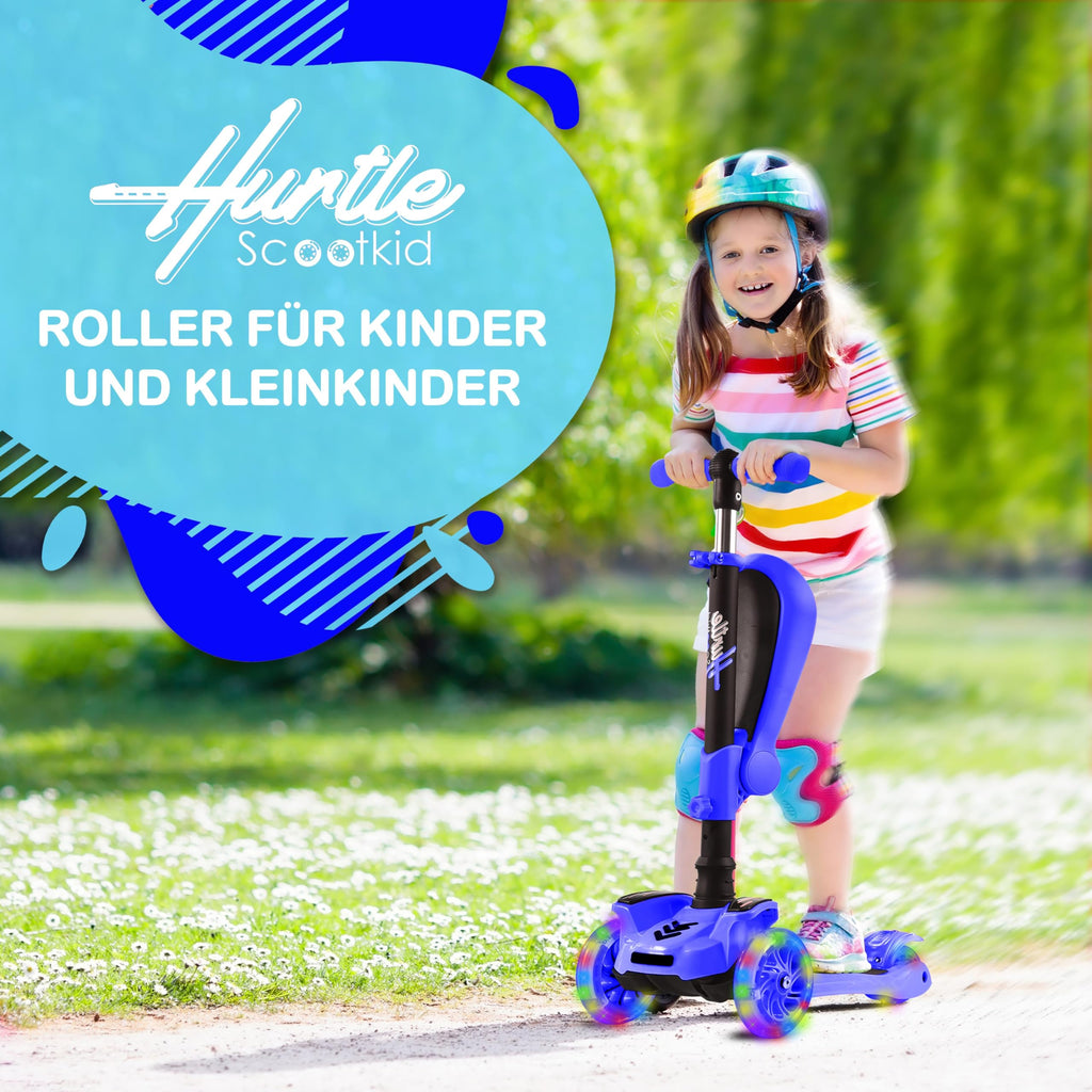 3-Wheeled Scooter with LED Lights, Adjustable Handlebar, and Foldable Seat X24178