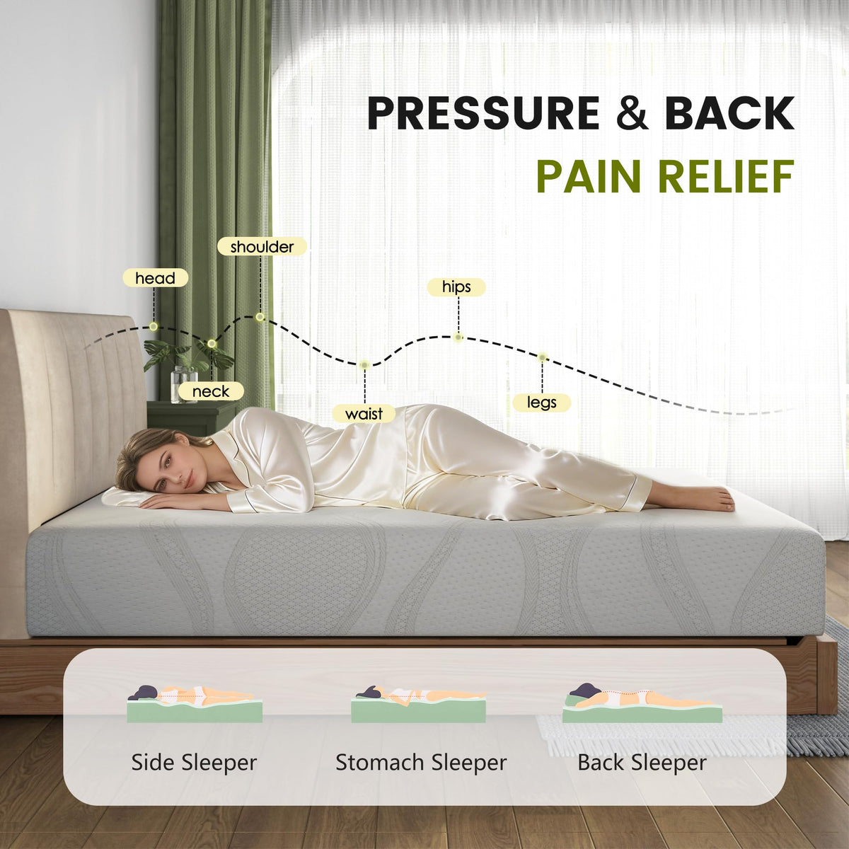 6 Inch Green Tea Gel Memory Foam Mattress B8427