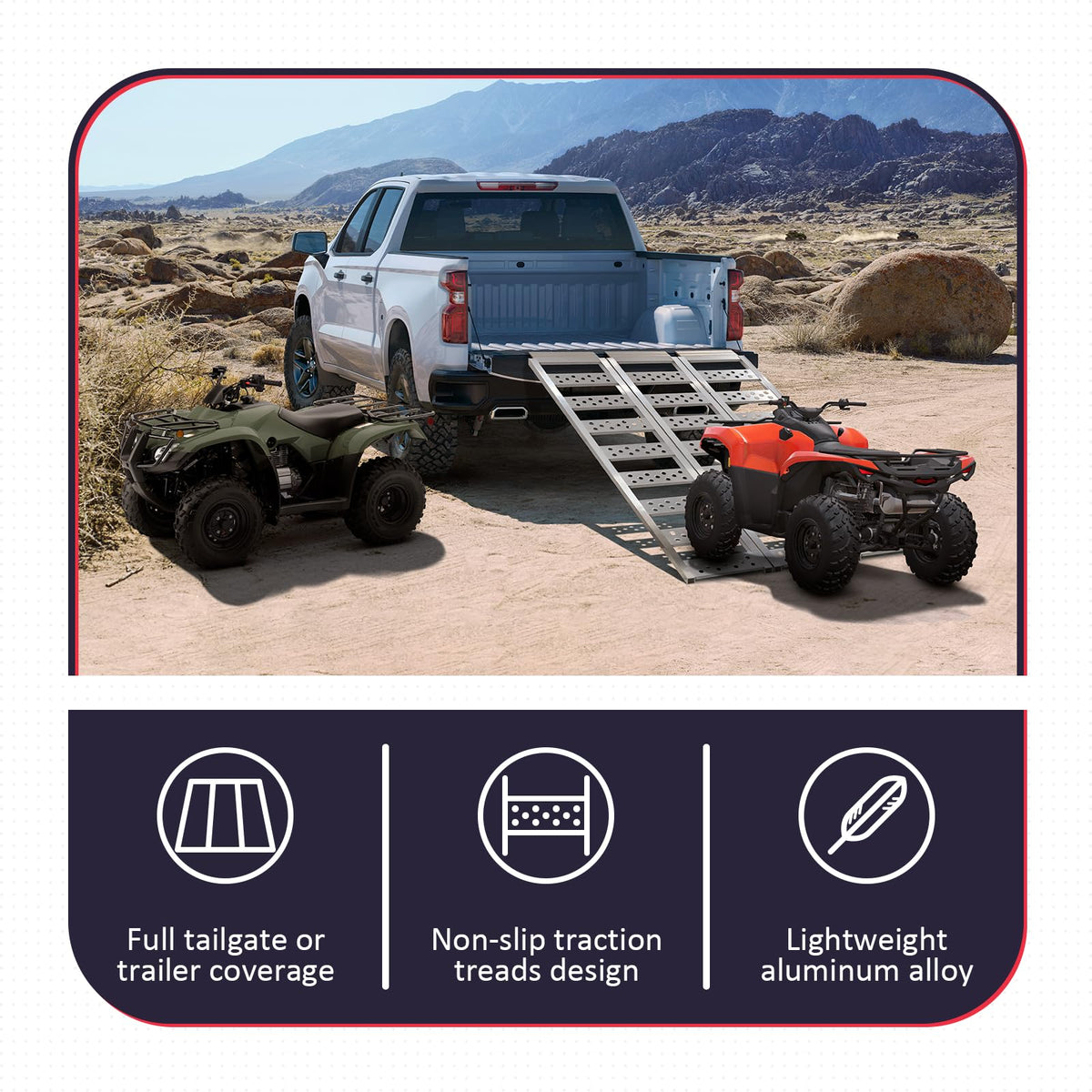 Full Width Aluminum Tri-Fold Loading Ramps with Treads J26669