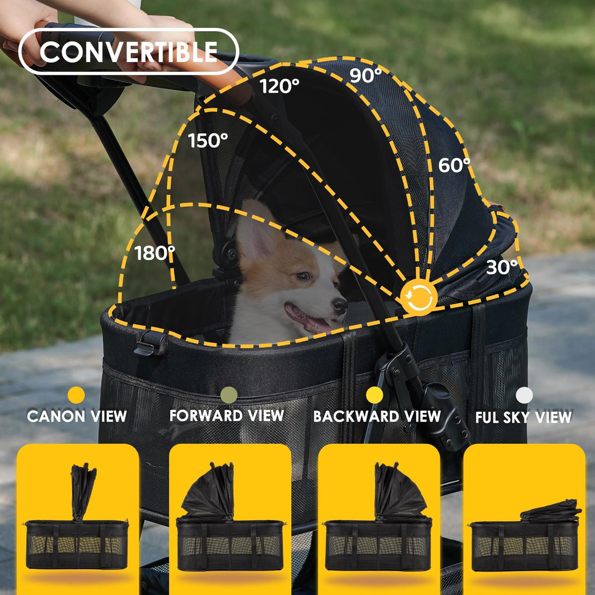 3 in 1 Folding Dog Stroller with Removable Carrier Y55257