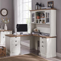 60" L Shaped Executive Desk with Hutch E596