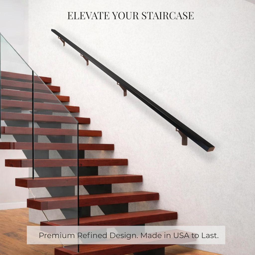 Aluminum Stair Handrail with Stainless Steel Brackets, 6 Feet Z954845