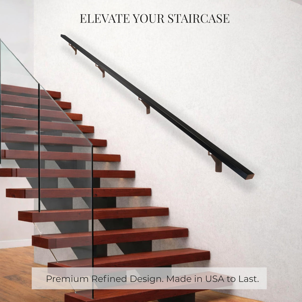 Aluminum Stair Handrail with Stainless Steel Brackets, 6 Feet Z954845