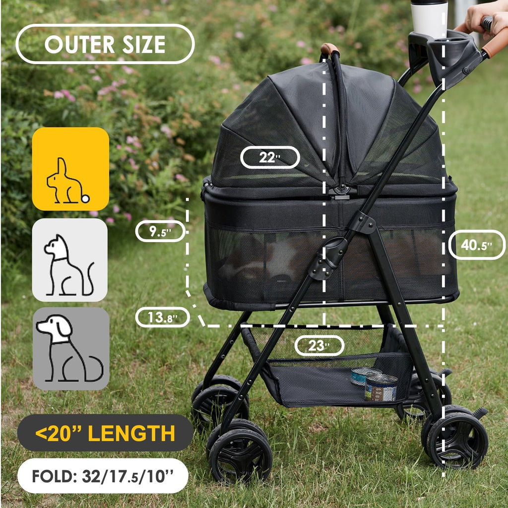3 in 1 Folding Dog Stroller with Removable Carrier Y55257