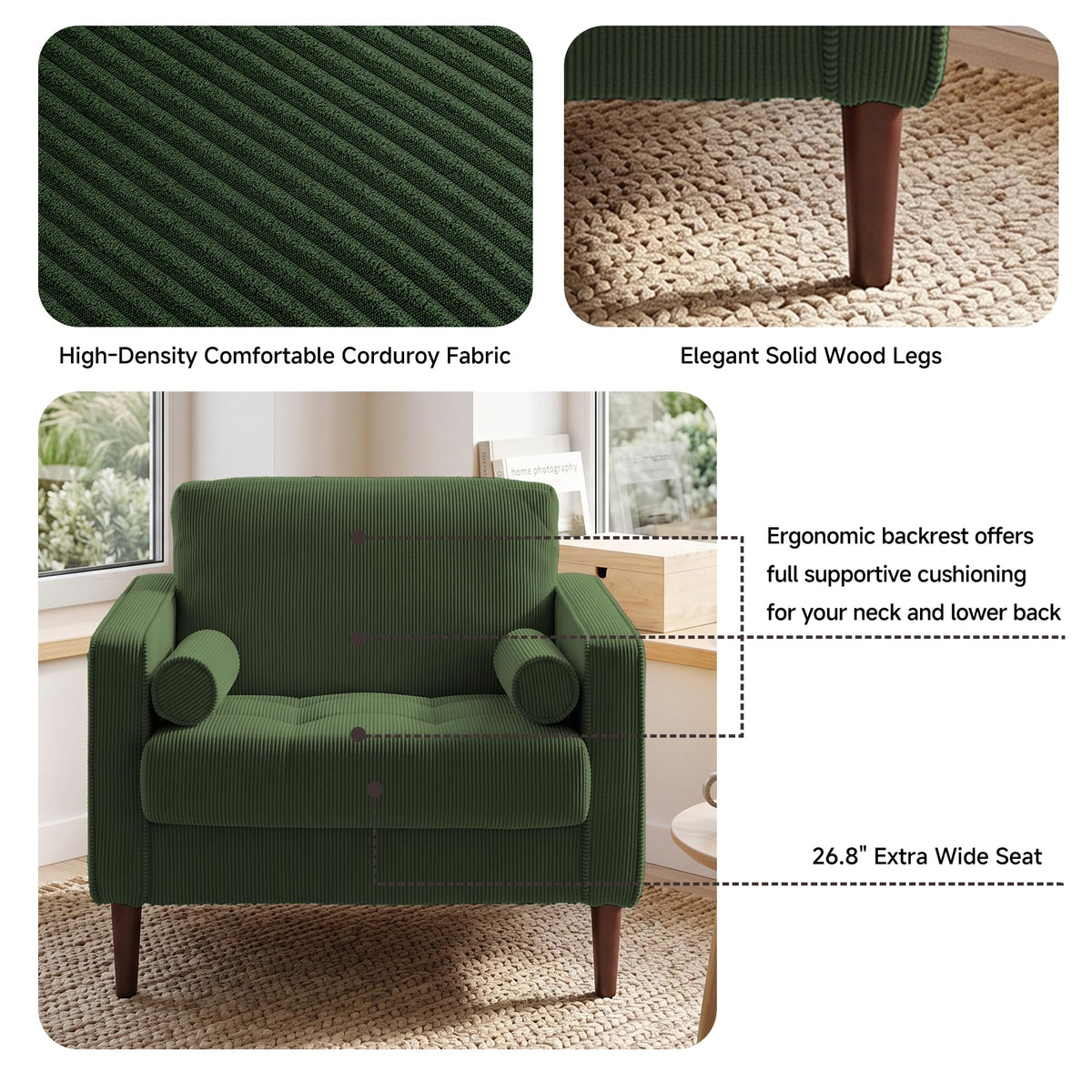 Green Accent Chairs Set of 2 J342