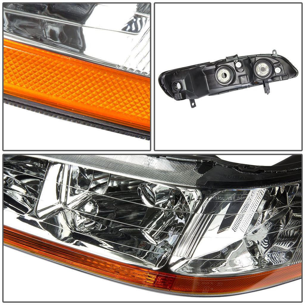 Pair of Chrome Amber Headlights O644