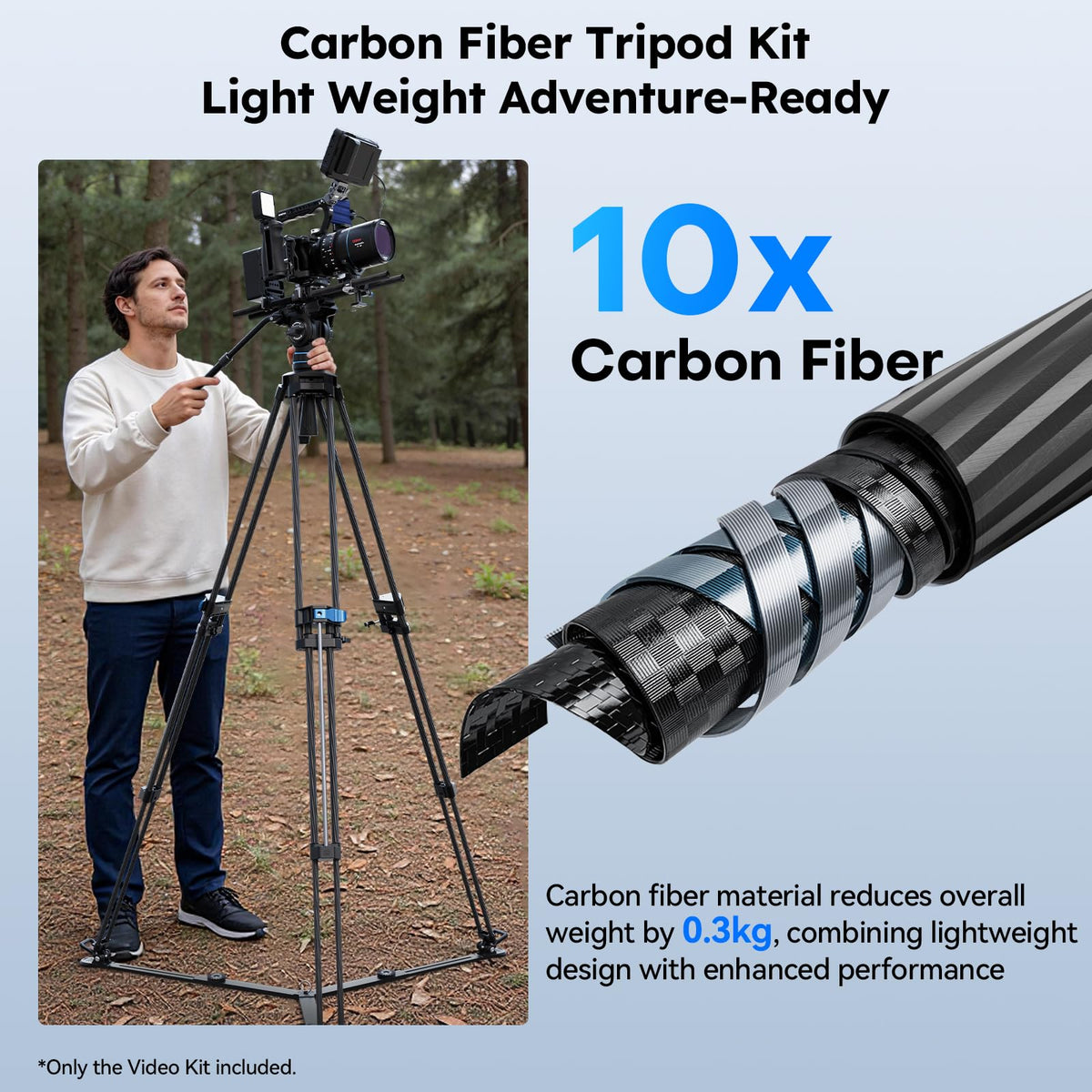 Carbon Fiber Video Tripod with Fluid Head O125