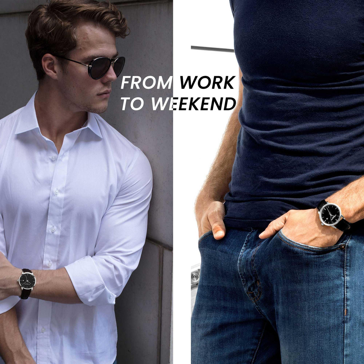 Men's 40mm Ultra Slim Leather Strap Quartz Analog Dress Watch T2890