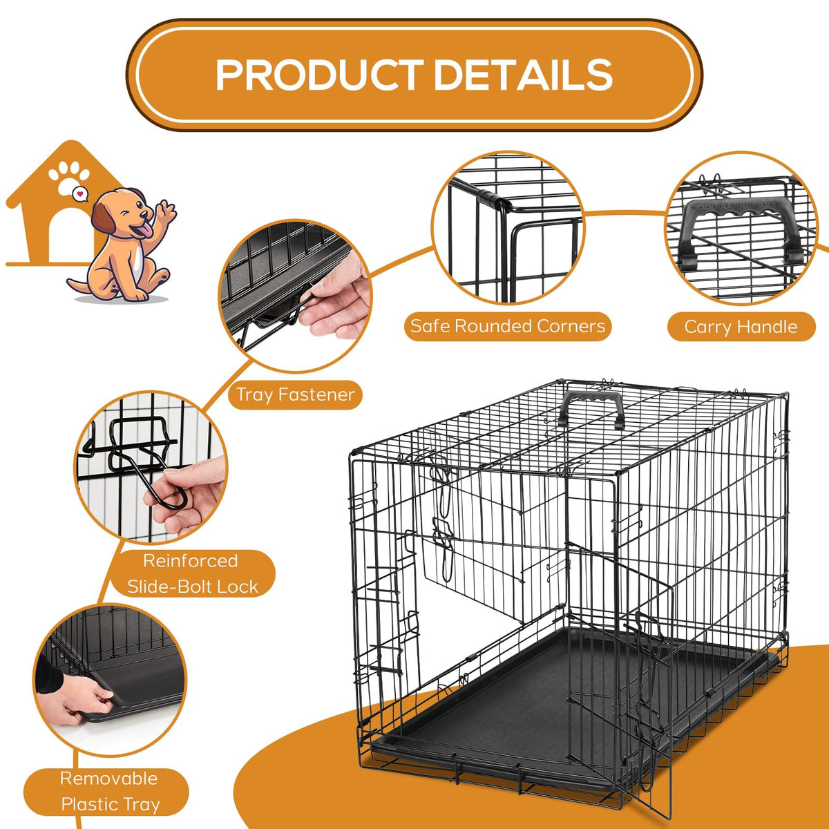 48 Inch Extra Large Folding Dog Crate with Divider Panel X38634