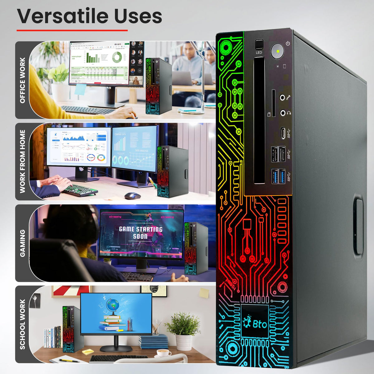 RGB Gaming Desktop PC Intel i5 16GB Ram 512GB SSD GeForce GT 1030 Windows 11 Pro Z4605