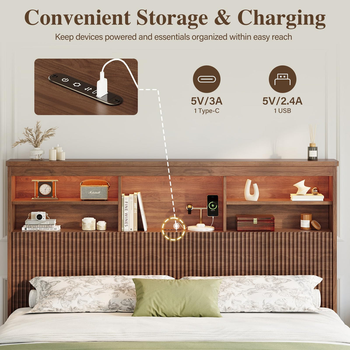 King Size Bed Frame with 4 Storage Drawers Y417984