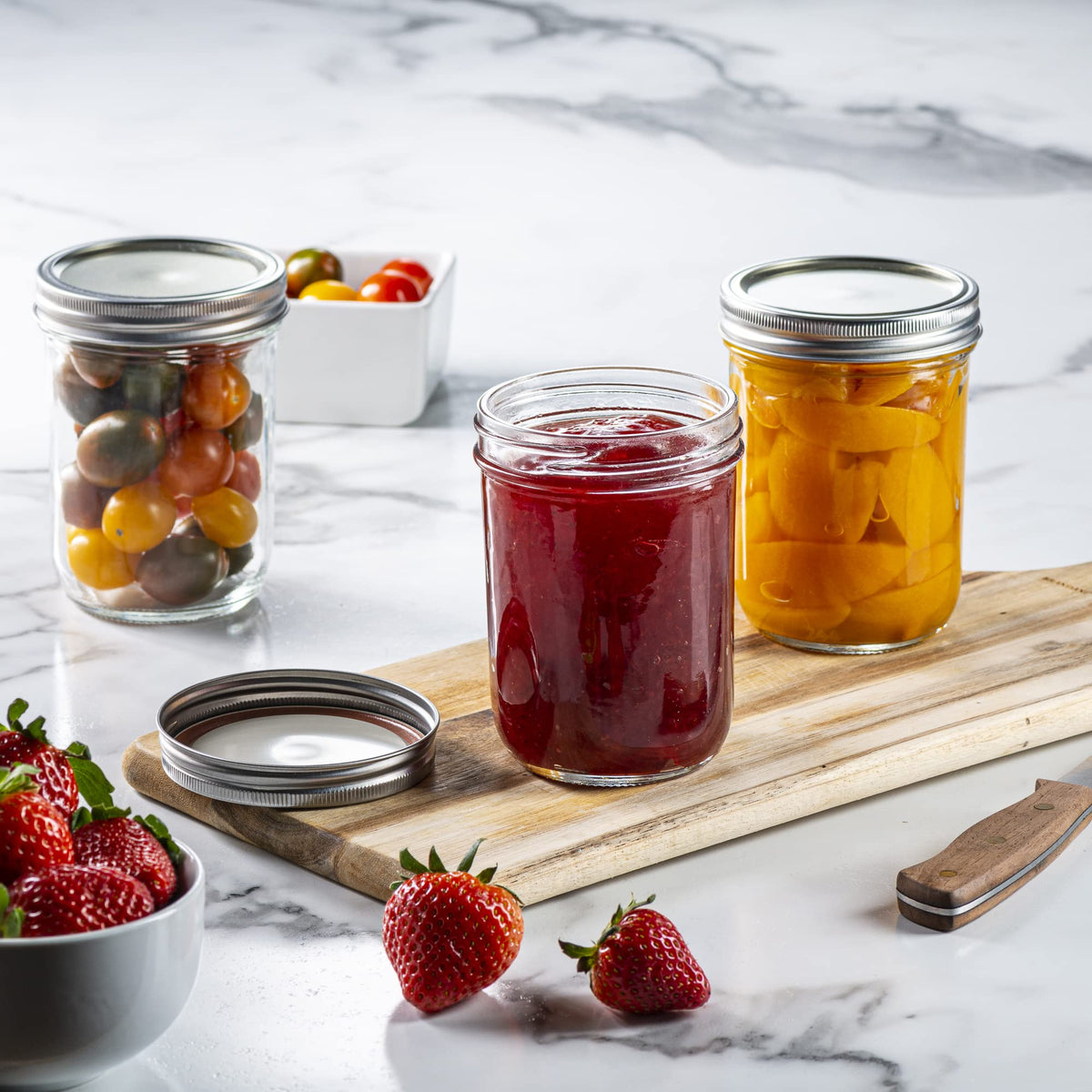 16 oz Wide-Mouth Glass Mason Jars with Airtight Lids, 6 Pack Y7093
