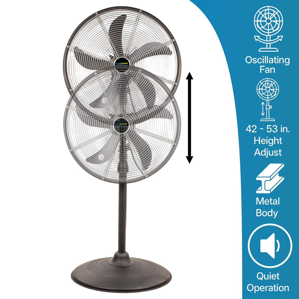 Blue High Velocity Oscillating Pedestal Fan W723