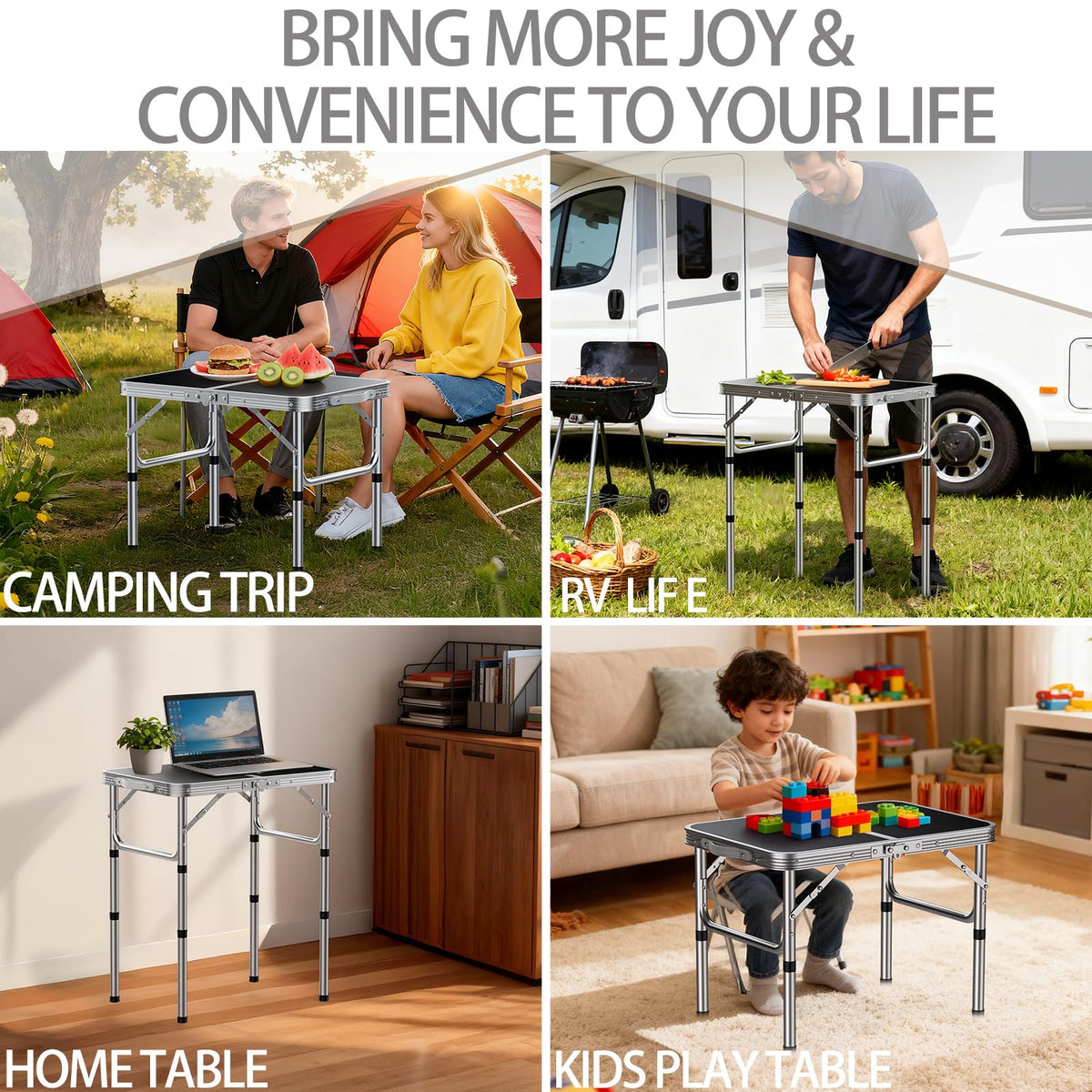 Portable Folding Table 3 Heights Adjustable 23'' L x 16'' W P35815