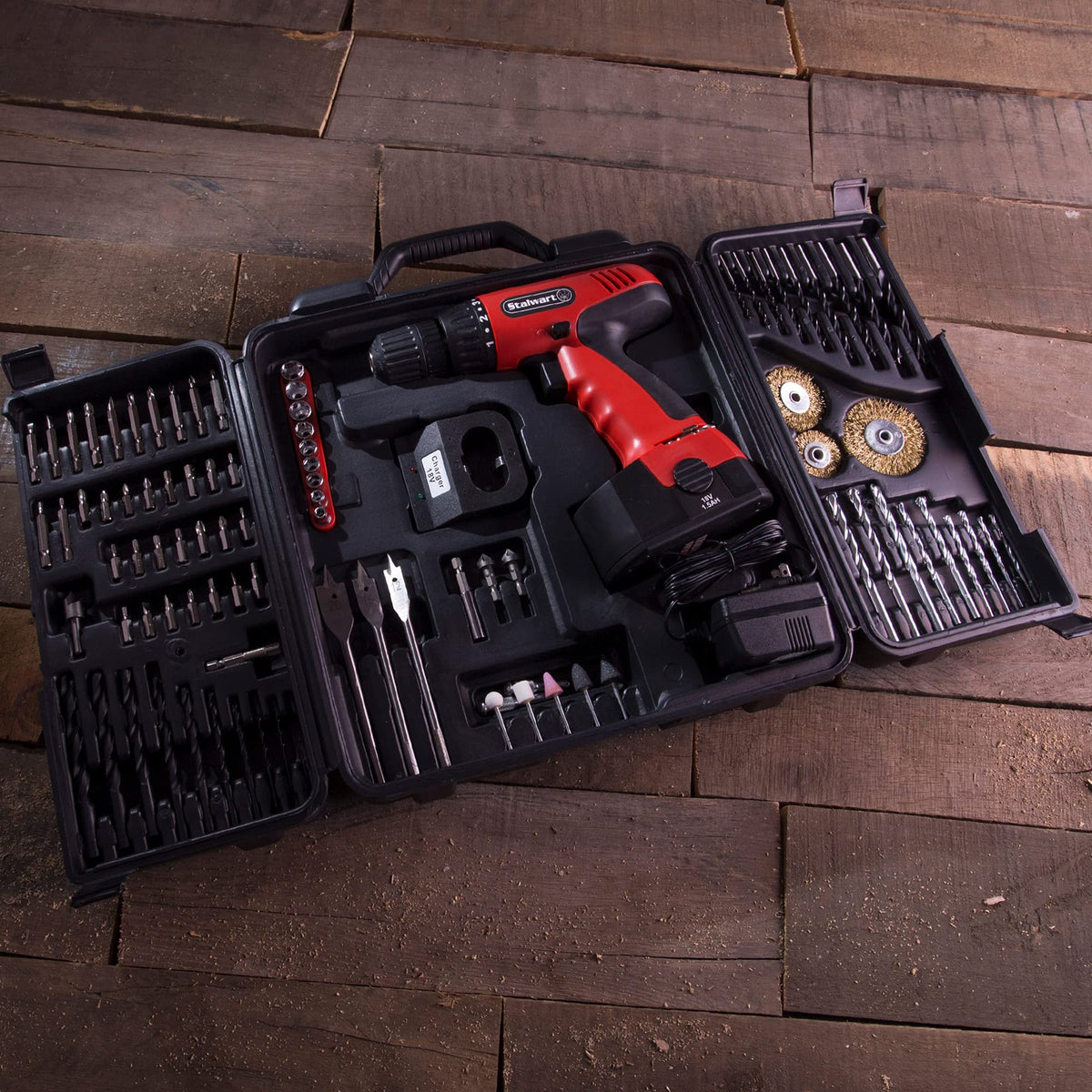 18V Cordless Power Drill Set 89-Piece Kit with Battery and Charger N694