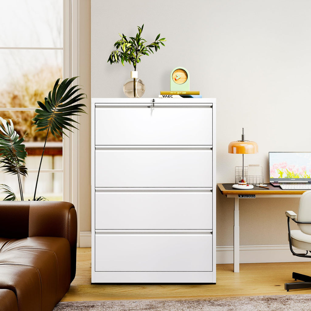 Black 4-Drawer Locking Lateral File Cabinet D545261