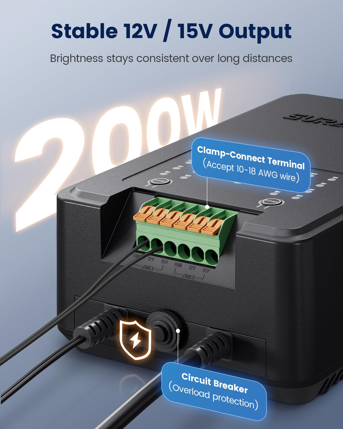 200W Low Voltage Landscape Transformer with Timer F92489