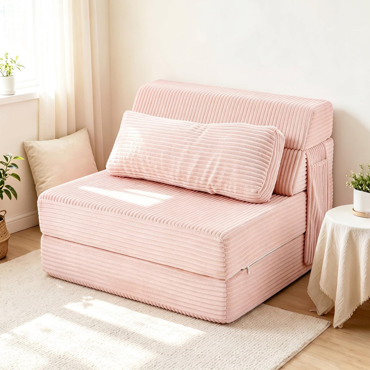 Pink Convertible Folding Sofa I6562