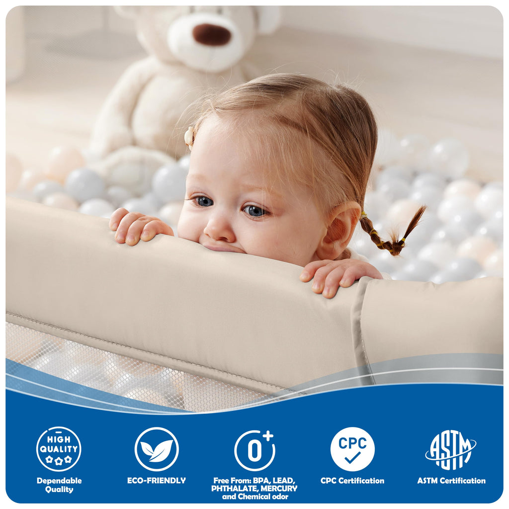 Light Khaki Foldable Baby Playpen Z78652