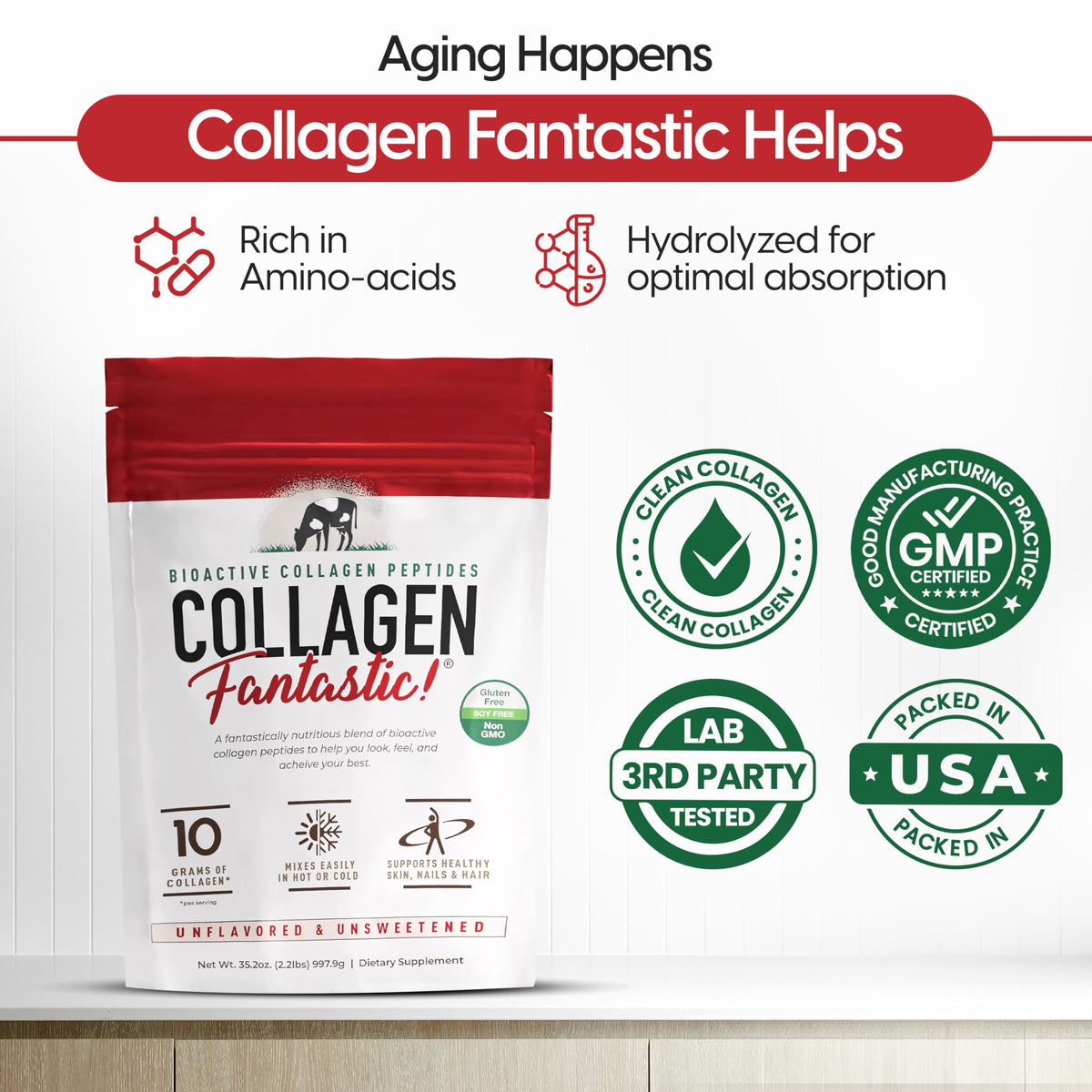 Collagen Peptides Powder Unflavored 2.2lb 90 Servings P777