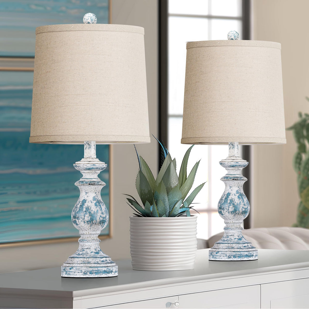 Set of 2 Table Lamps with Linen Shades K151053