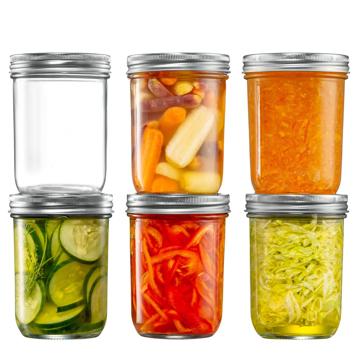 16 oz Wide-Mouth Glass Mason Jars with Airtight Lids, 6 Pack Y7093
