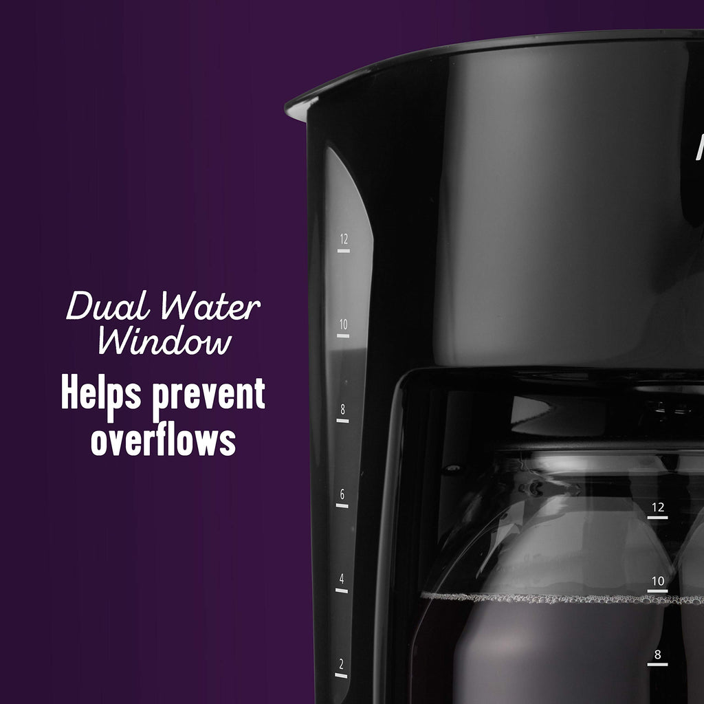 Black 12 Cup Coffee Maker with Glass Carafe O221282