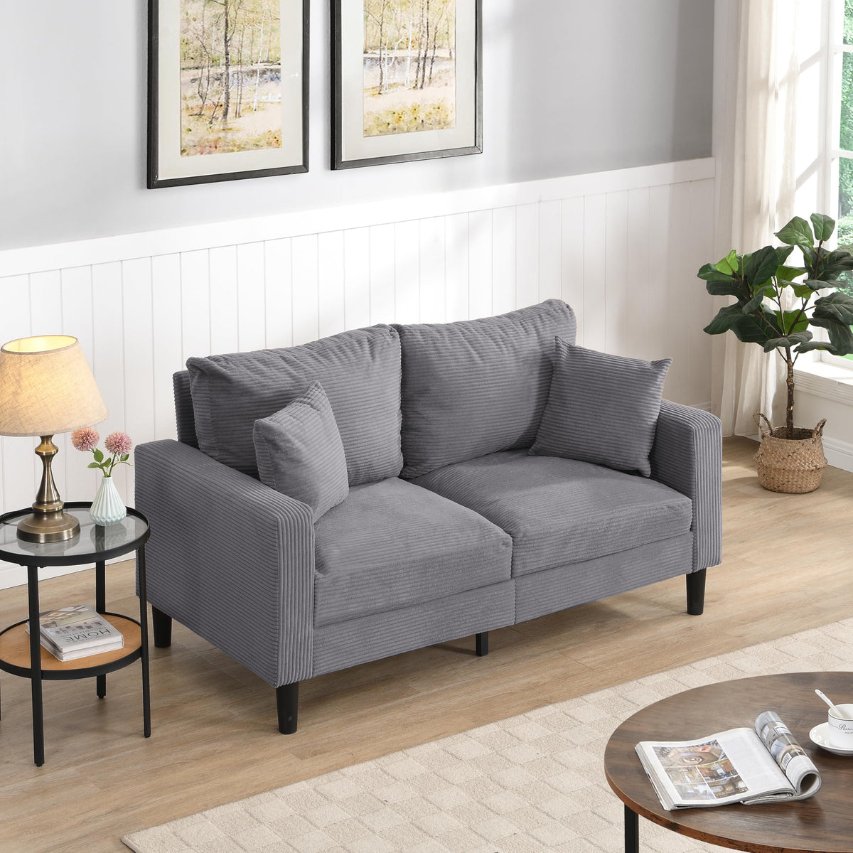 Light Gray Convertible Sleeper Loveseat Sofa M71931