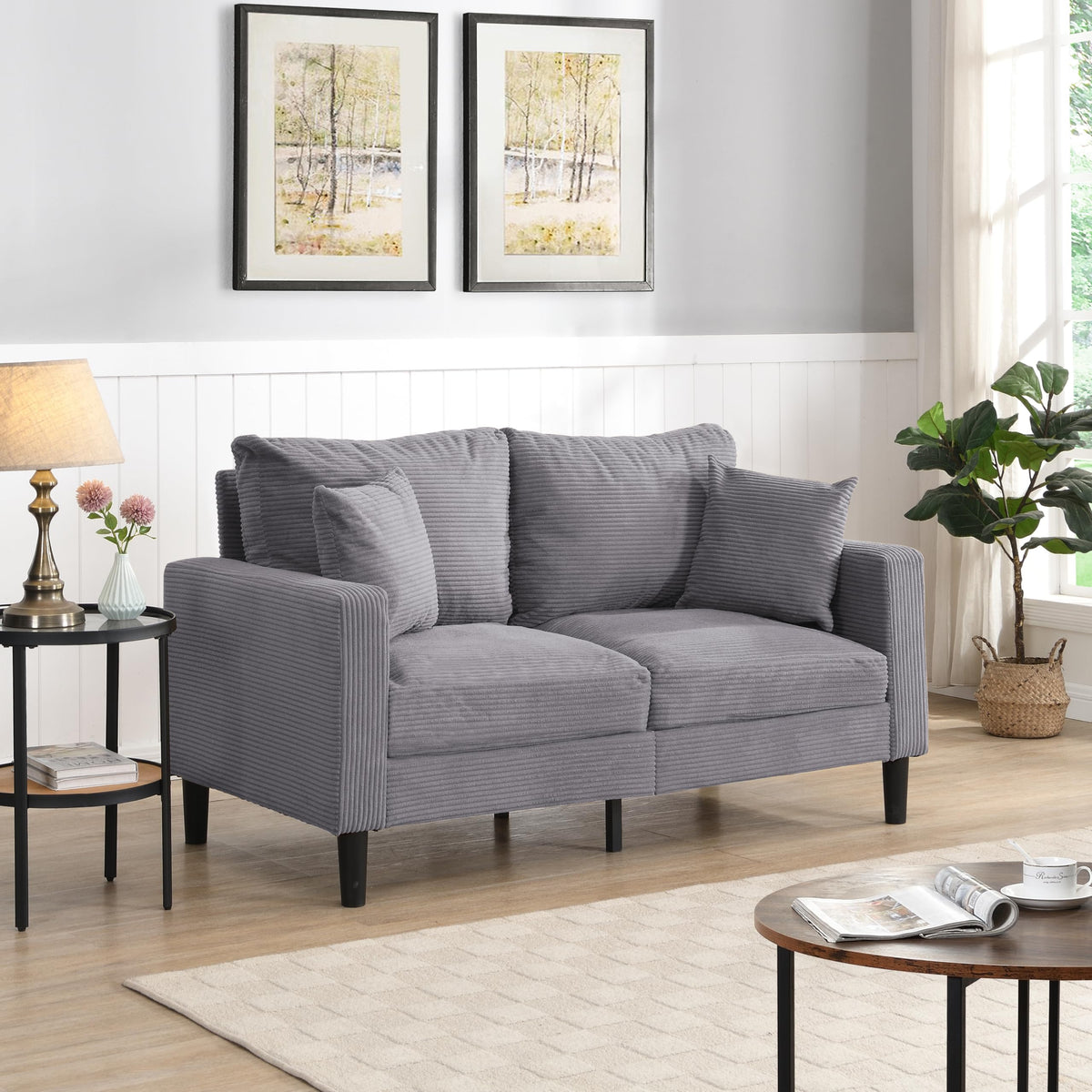Light Gray Convertible Sleeper Loveseat Sofa M71931