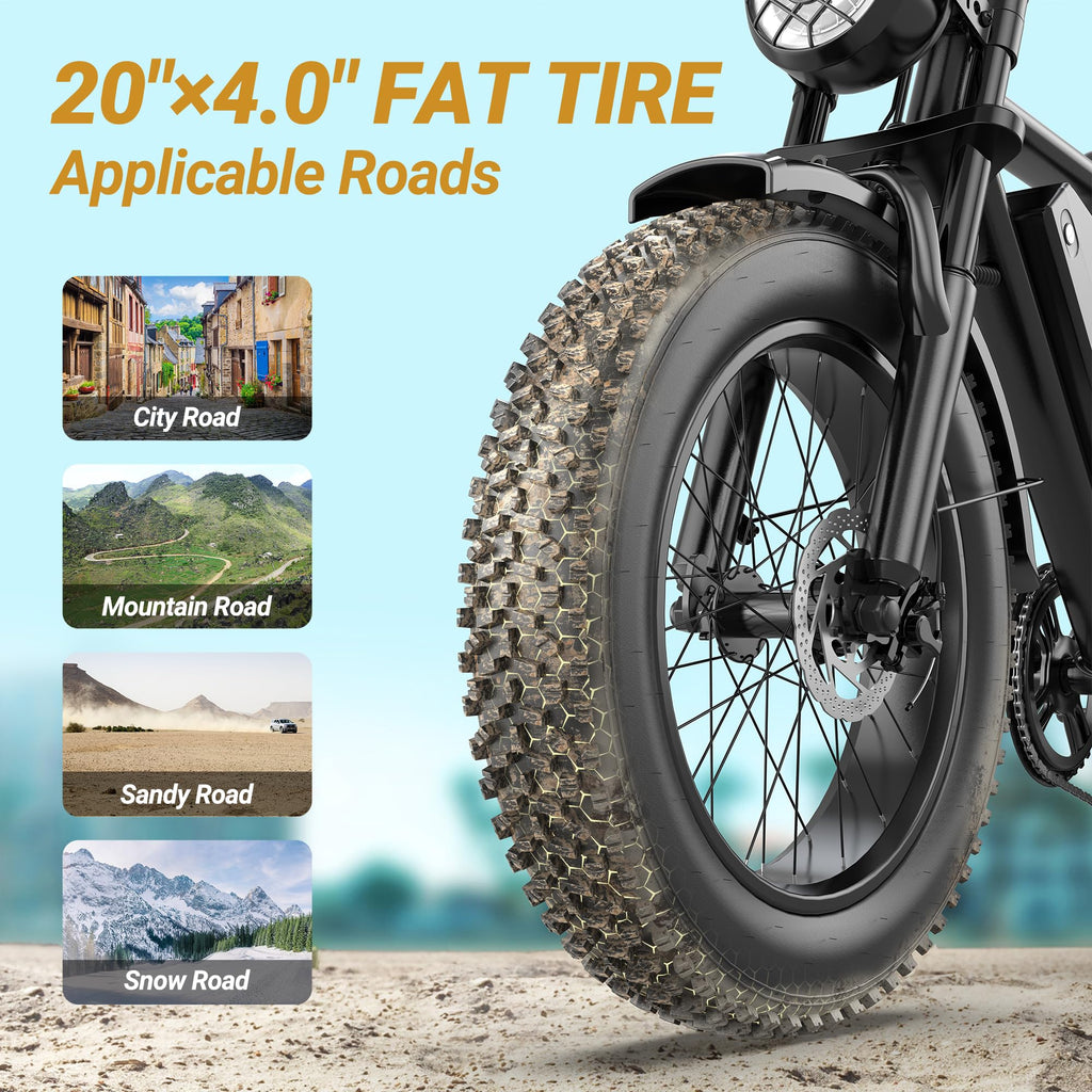 Full Suspension 1500w Motor 31MPH 40-70 Miles 48V 960Wh Removable Battery 20-Inch Fat Tires Electric ebike P290