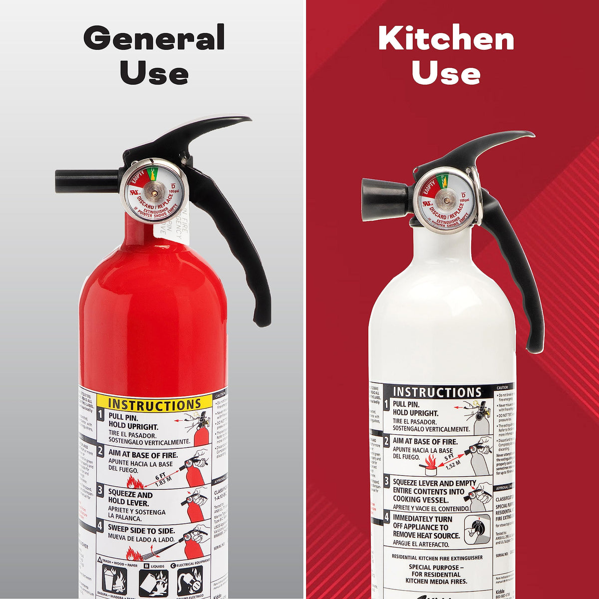 2 Pack Red Dry Chemical Fire Extinguisher with Mounting Bracket J90973