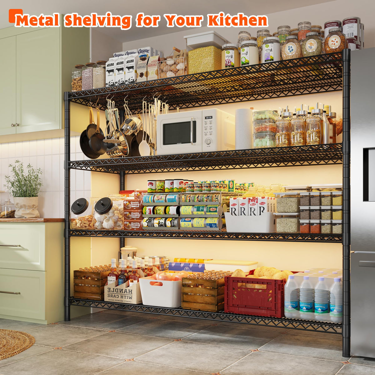 4-Tier Heavy Duty Metal Shelving Unit with Wheels O9674