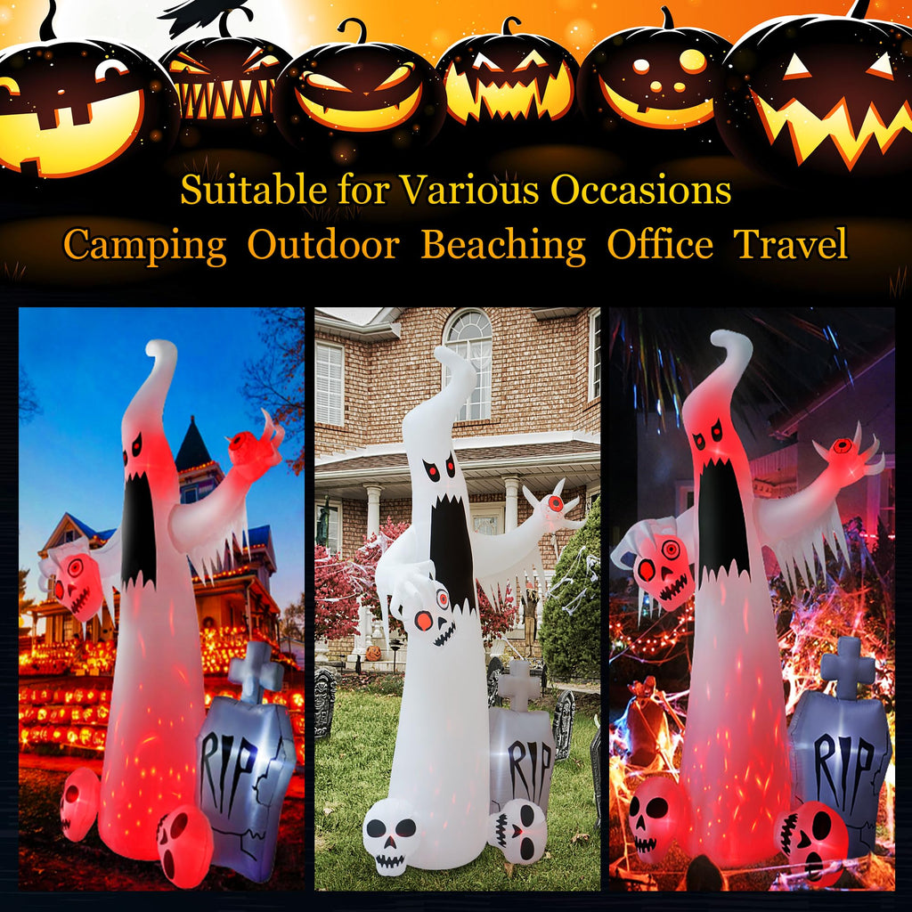 12 FT Halloween Inflatables Ghost with 3 Skulls C9318